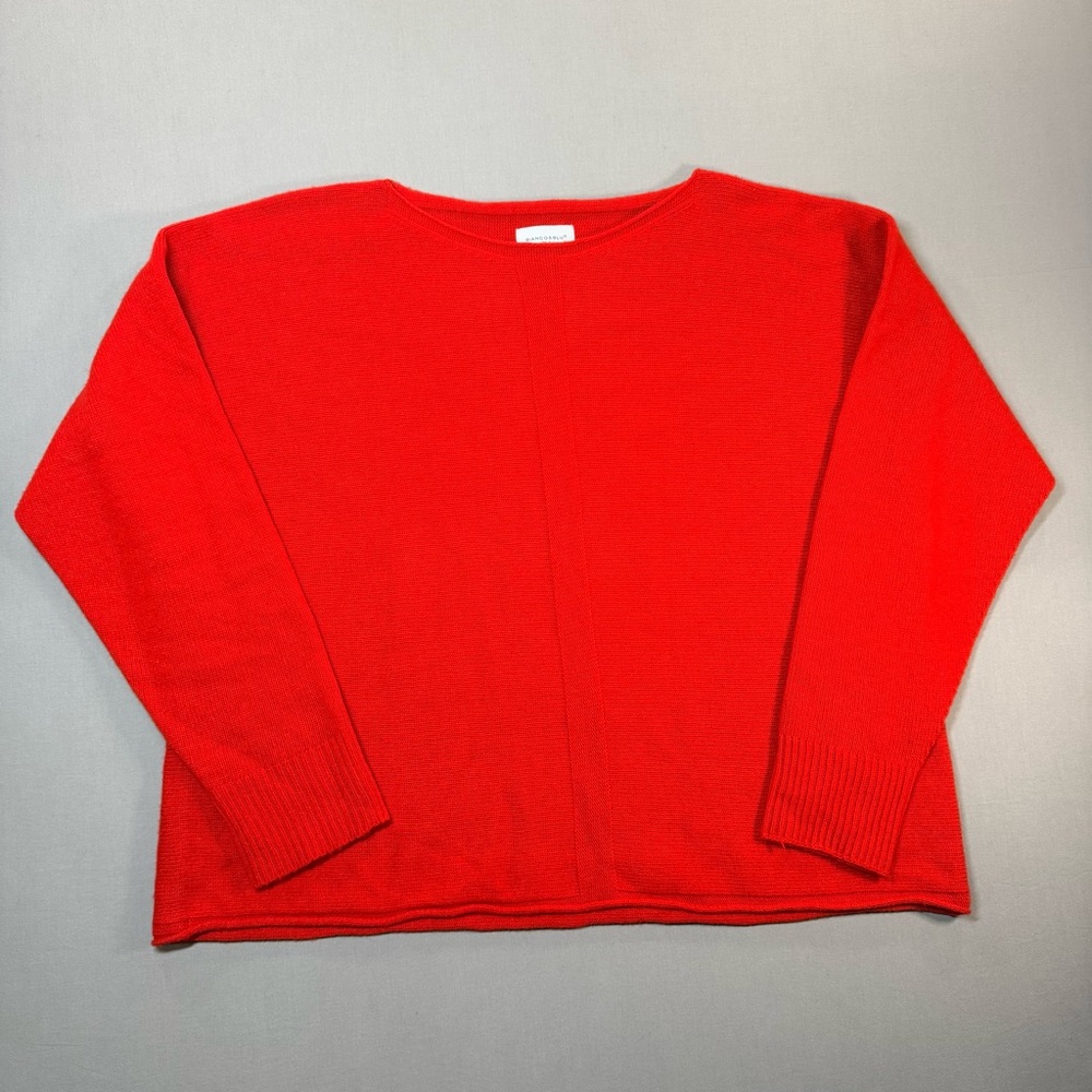 Bianco & Blu Merino Wool/Cashmere Blend Sweater; Roll Hem, Red - Womens Medium